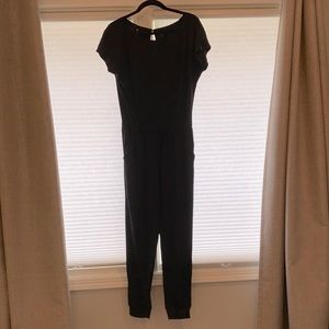 Black Drawstring Long Jumpsuit